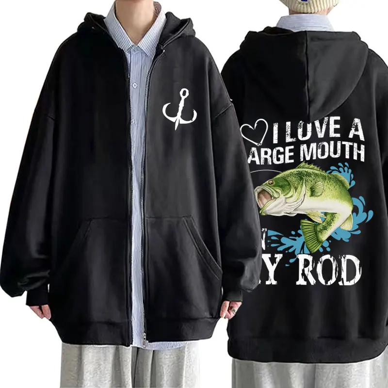I Love Large Mouth on My Rod Fish Graphic Zipper Hoodie Men Women Casual Funny Hoodies Male Fishing Lovers Fleece Zip Up Jacket
I Love Large Mouth on My Rod Fish Graphic Zipper Hoodie Men Women Casual Funny Hoodies Male Fishing Lovers Fleece Zip Up Jacket