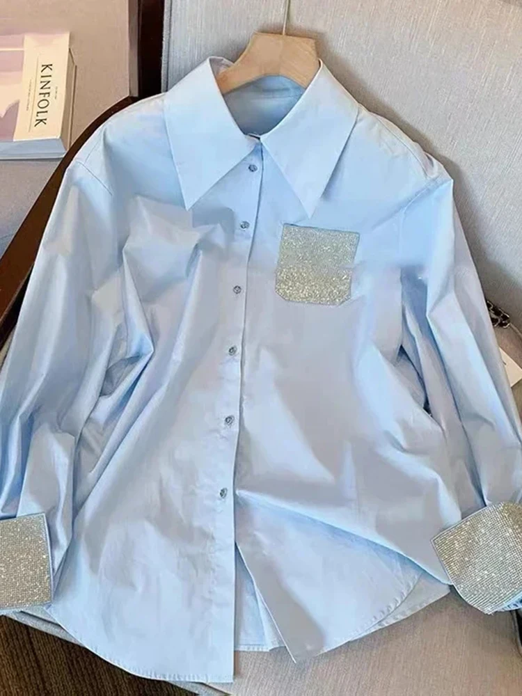 Elegant French Chic Button Women Shirt Blue Spring New Loose Office Lady Long Sleeve Fashion Female Shirt Simple Casual
Elegant French Chic Button Women Shirt Blue Spring New Loose Office Lady Long Sleeve Fashion Female Shirt Simple Casual