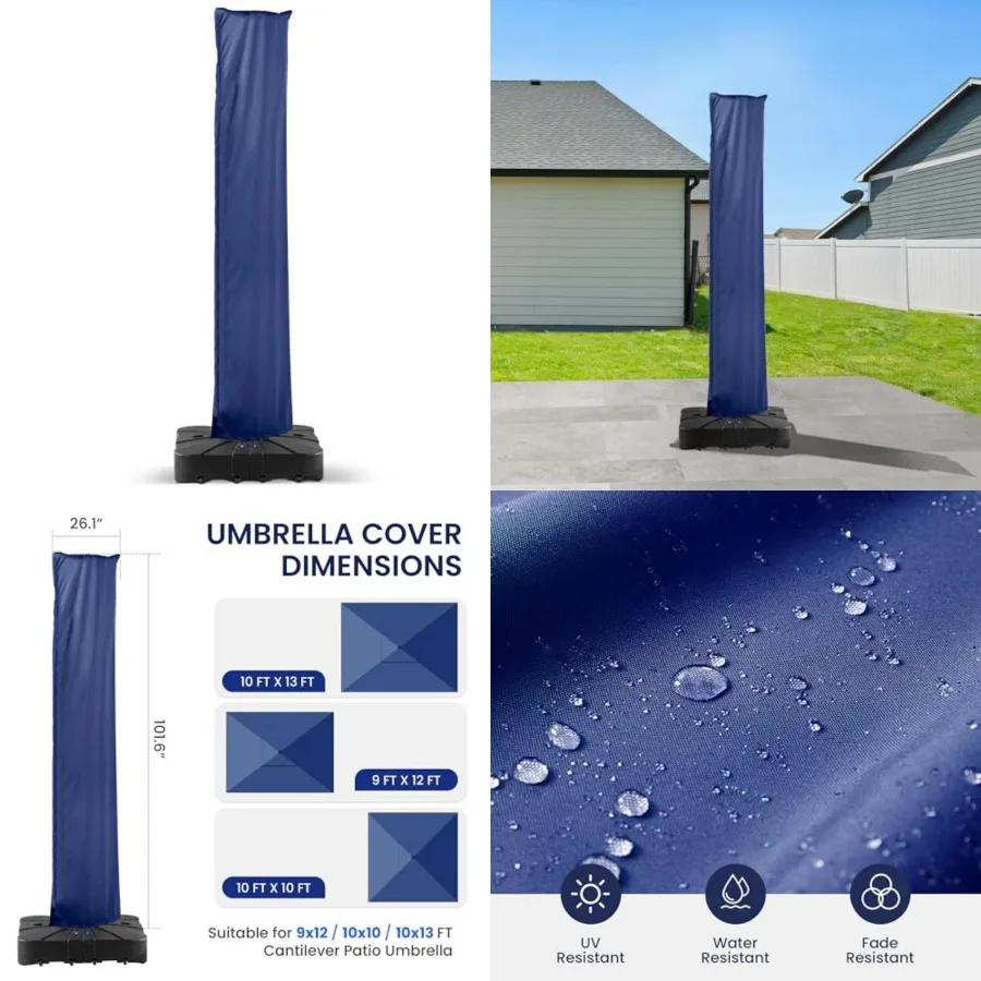 Cantilever Patio Umbrella Cover Outdoor Offset Table Umbrellas Cover with Zipper and Rod UV Resistant Waterproof for Garden Dec
Cantilever Patio Umbrella Cover Outdoor Offset Table Umbrellas Cover with Zipper and Rod UV Resistant Waterproof for Garden Dec