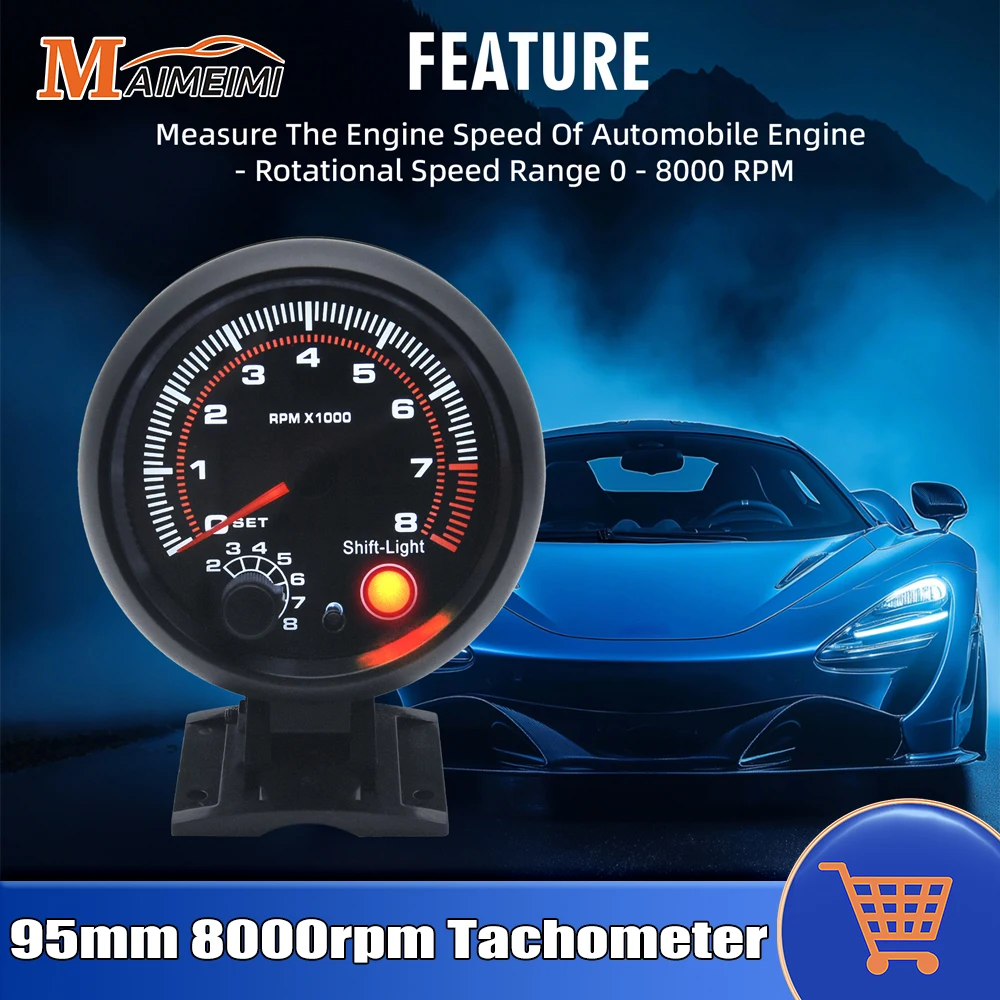 AD 95mm Gasoline Racing Car 0-8000RPM Tacho Gauge With Shift Light Holder Tachometer With Alarm Value Set for Car 1-8 Cylinder
AD 95mm Gasoline Racing Car 0-8000RPM Tacho Gauge With Shift Light Holder Tachometer With Alarm Value Set for Car 1-8 Cylinder