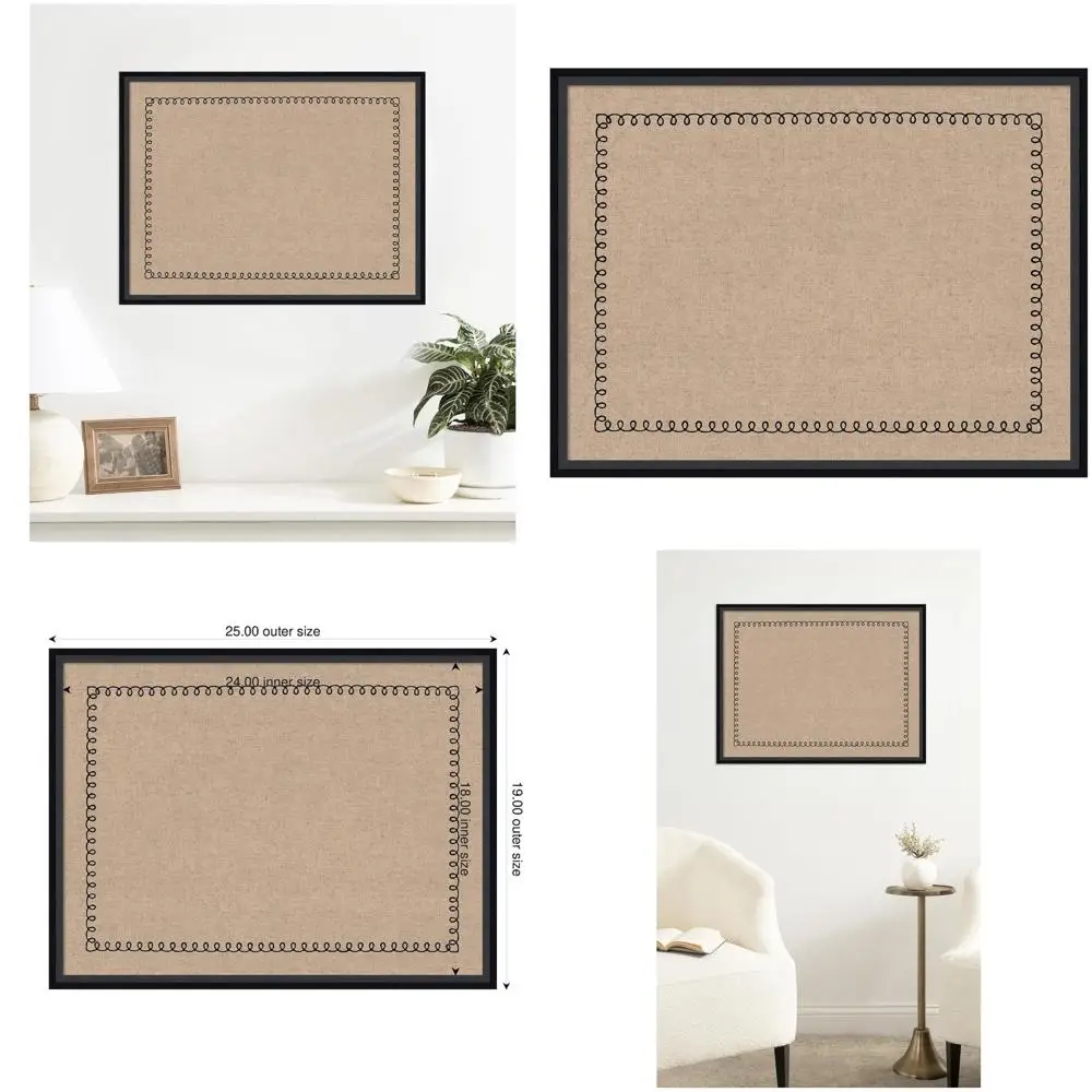 Modern Scalloped Linen Pinboard, 25x19, Black Framed Vision Board for Wall Organization
Modern Scalloped Linen Pinboard, 25x19, Black Framed Vision Board for Wall Organization