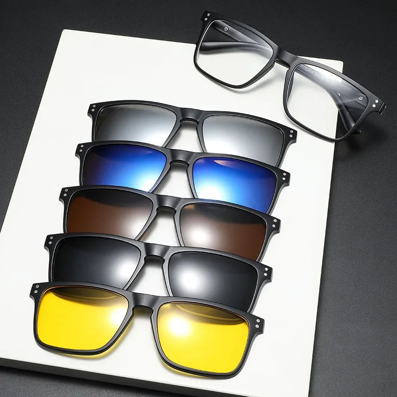 6 In 1 Spectacle Frame Men Women With 5 PCS Clip On Polarized Sunglasses Magnetic Glasses Male Computer Optical 2287
6 In 1 Spectacle Frame Men Women With 5 PCS Clip On Polarized Sunglasses Magnetic Glasses Male Computer Optical 2287