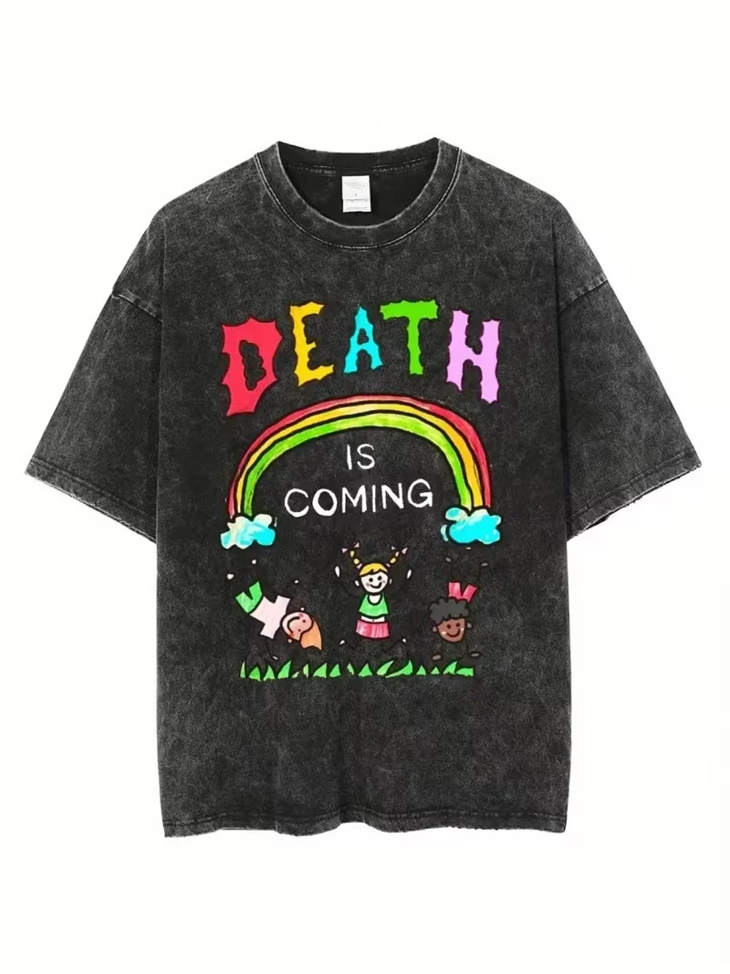 Футболка с принтом Rainbow Kids "DEATH IS COMING", повседневная футболка с круглым вырезом, однотонная, простая, унисекс, для женщин и мужчин
Футболка с принтом Rainbow Kids "DEATH IS COMING", повседневная футболка с круглым вырезом, однотонная, простая, унисекс, для женщин и мужчин