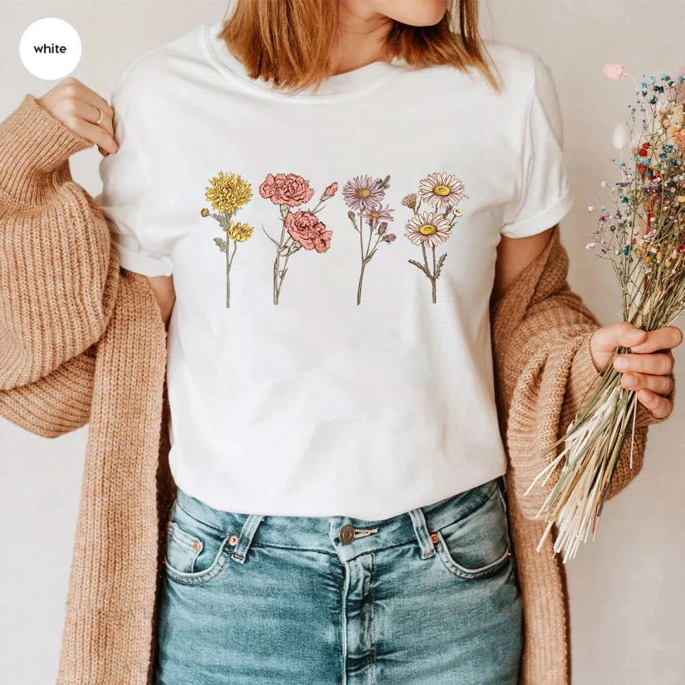Cute Birthday Flower T-shirt Custom Birth Month Birth Flower Shirt Women Plant Lady Tees Kawaii Vintage Graphic Tee Causal Tops
Cute Birthday Flower T-shirt Custom Birth Month Birth Flower Shirt Women Plant Lady Tees Kawaii Vintage Graphic Tee Causal Tops