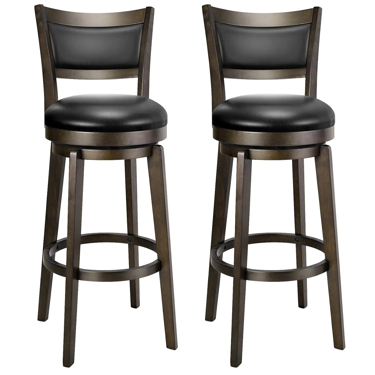 Swivel Bar Stools Set of 2, 32 Inch Tall Bar Height Barstools, Black Faux Leather Bar Stool with High Backrest &, Customized
Swivel Bar Stools Set of 2, 32 Inch Tall Bar Height Barstools, Black Faux Leather Bar Stool with High Backrest &, Customized