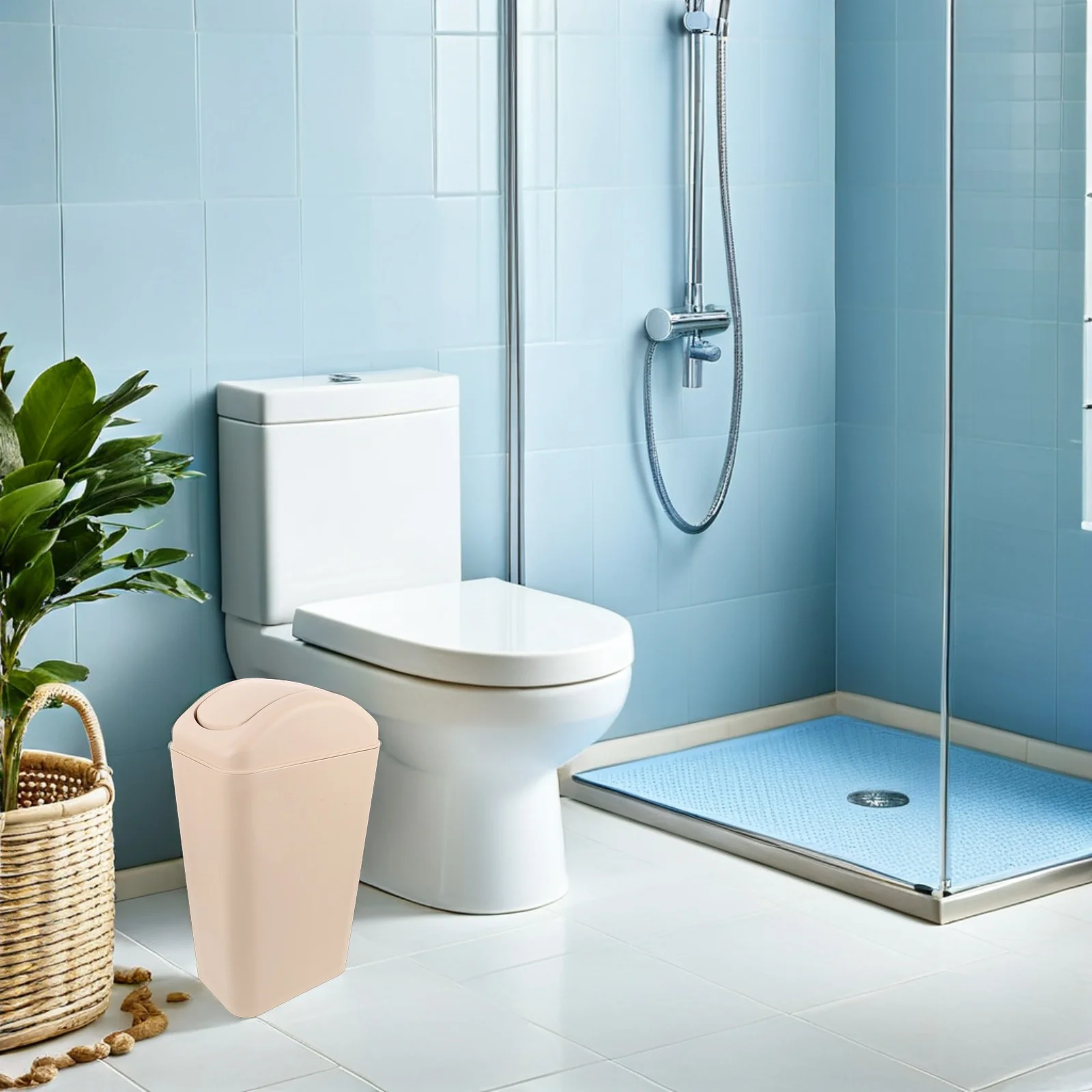 Rotary Lid Trash Can Bathroom Wastebasket Swivel Cover Khaki Plastic Bin Office
Rotary Lid Trash Can Bathroom Wastebasket Swivel Cover Khaki Plastic Bin Office