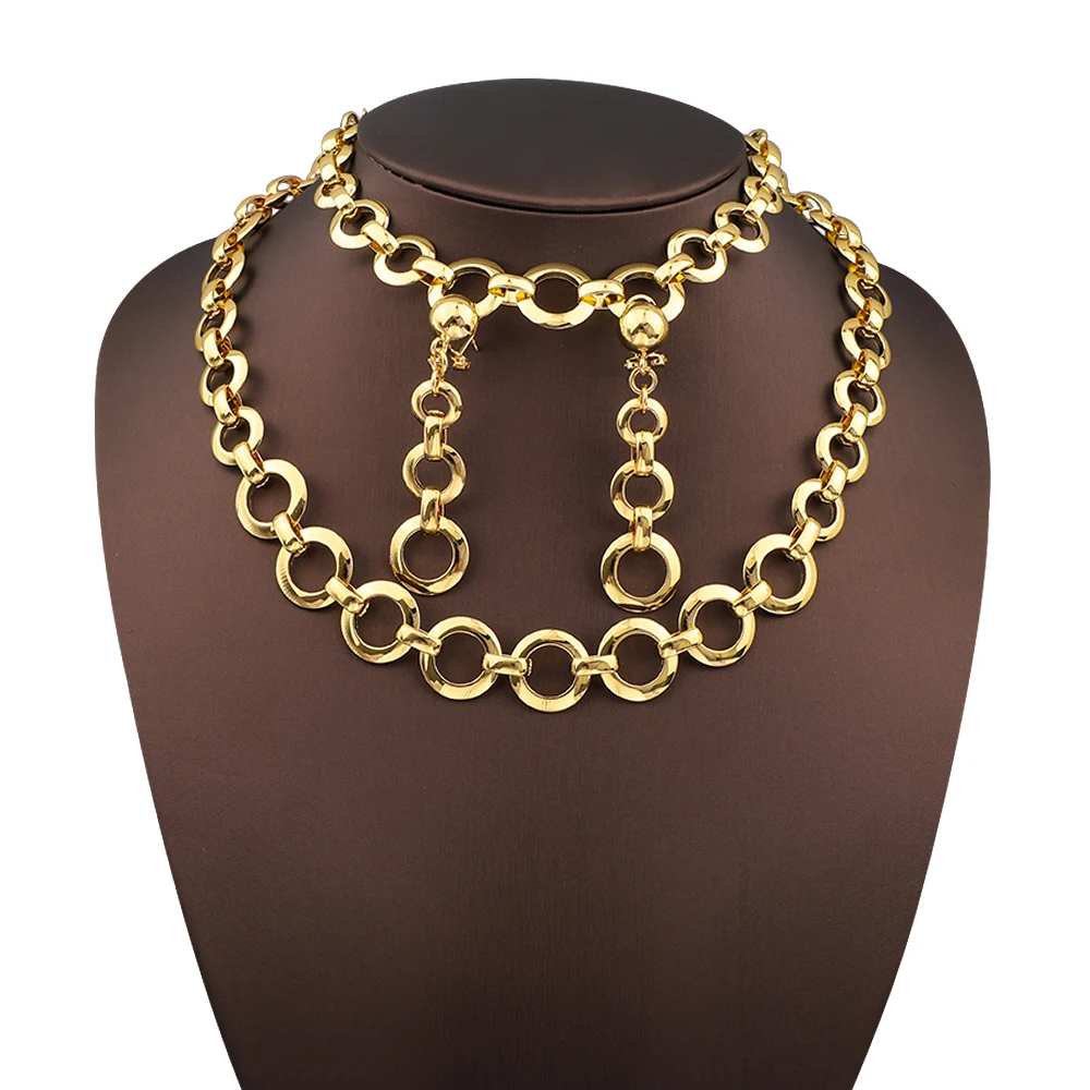 Noble New Gold Color Men's Necklace Women's Bracelet Necklace Jewelry Set Women's Christmas Gift Charm Wedding
Noble New Gold Color Men's Necklace Women's Bracelet Necklace Jewelry Set Women's Christmas Gift Charm Wedding