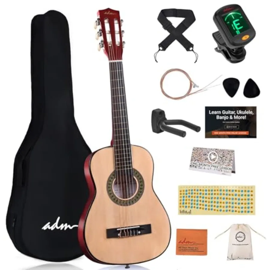 Beginner acoustic classical guitar with nylon strings, wooden body, natural wood color, ideal for kids, boys, girls, students,
Beginner acoustic classical guitar with nylon strings, wooden body, natural wood color, ideal for kids, boys, girls, students,