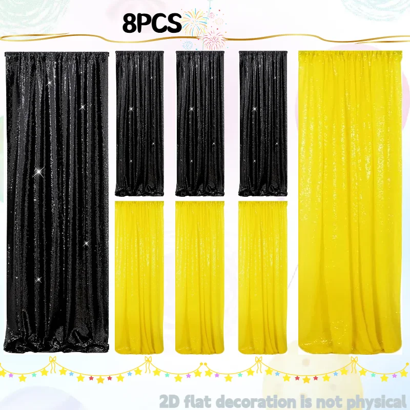 Wedding Sequin Backdrop Curtains 8 Pcs 2ftx8ft Black&Yellow Sparkly Stage Backdrop Drapes Birthday Party Background Decoration
Wedding Sequin Backdrop Curtains 8 Pcs 2ftx8ft Black&Yellow Sparkly Stage Backdrop Drapes Birthday Party Background Decoration