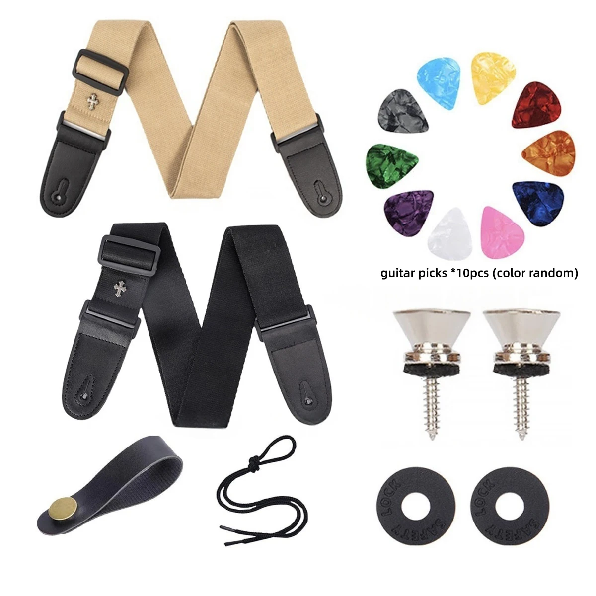 1Set Adjustable Strap for Guitar Bass Ukulele, Vintage Acoustic Guitar Strap with 1 Rope 2 Buttons 2 Locks 10 Guitar Picks
1Set Adjustable Strap for Guitar Bass Ukulele, Vintage Acoustic Guitar Strap with 1 Rope 2 Buttons 2 Locks 10 Guitar Picks
