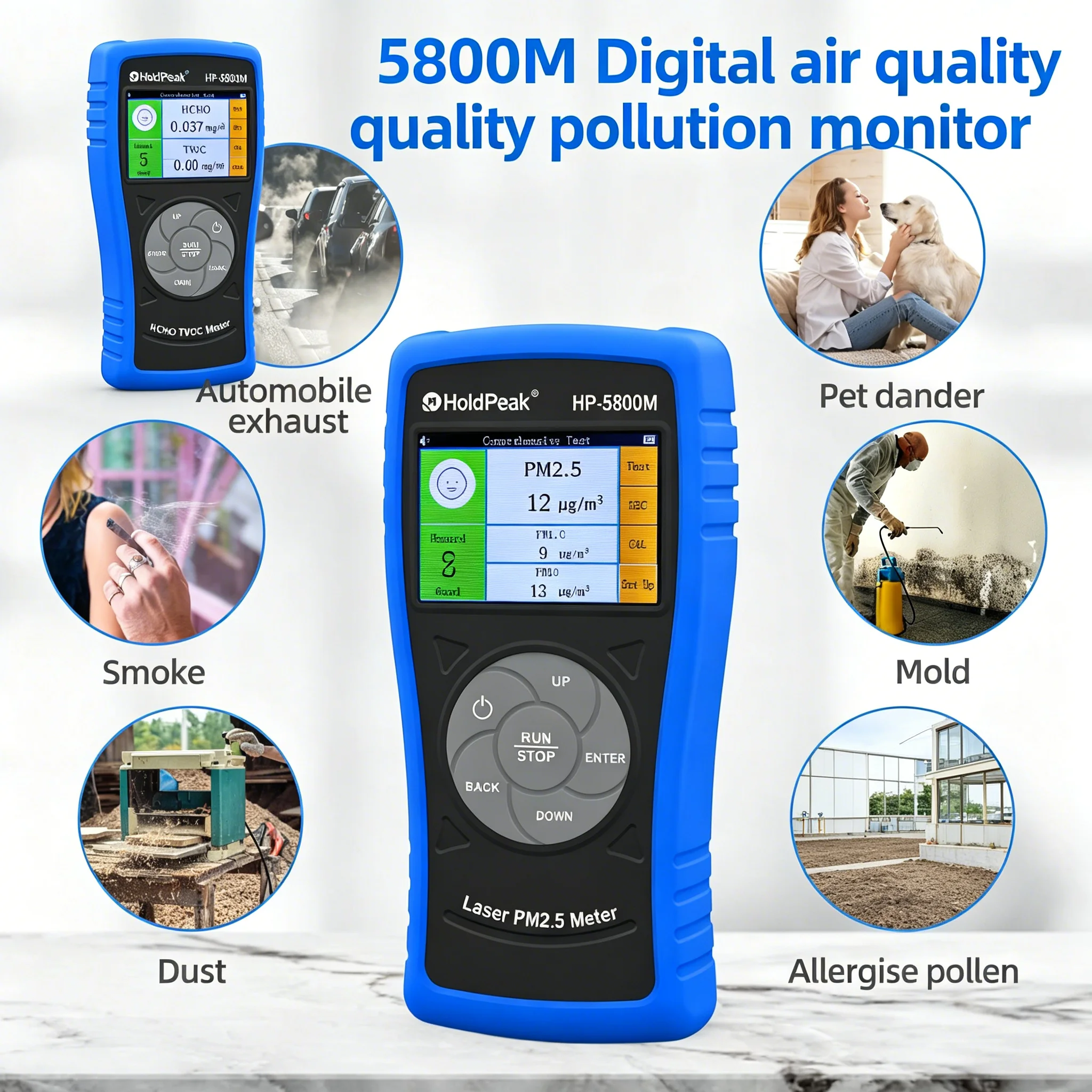 5800M Laser PM2.5 Monitor Multi-Parameter Air Quality Detector with Data Record Sensor Calibration Backlight for Home & Office
5800M Laser PM2.5 Monitor Multi-Parameter Air Quality Detector with Data Record Sensor Calibration Backlight for Home & Office