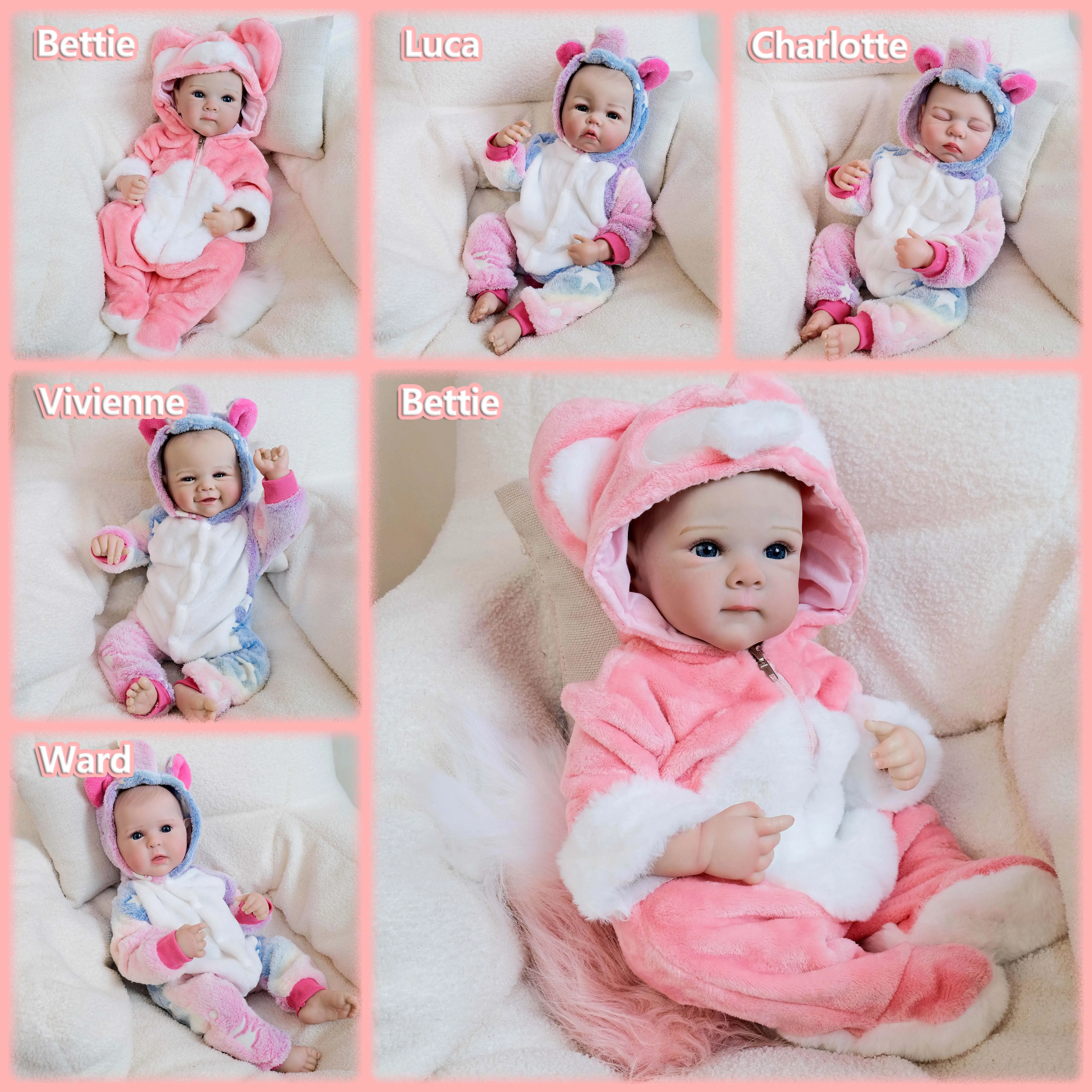 19-дюймовая кукла Реборн Bettie/Charlotte/Luca/Ward/Vivienne, многослойная живопись с видимыми венами, волосы для рисования вручную
19-дюймовая кукла Реборн Bettie/Charlotte/Luca/Ward/Vivienne, многослойная живопись с видимыми венами, волосы для рисования вручную