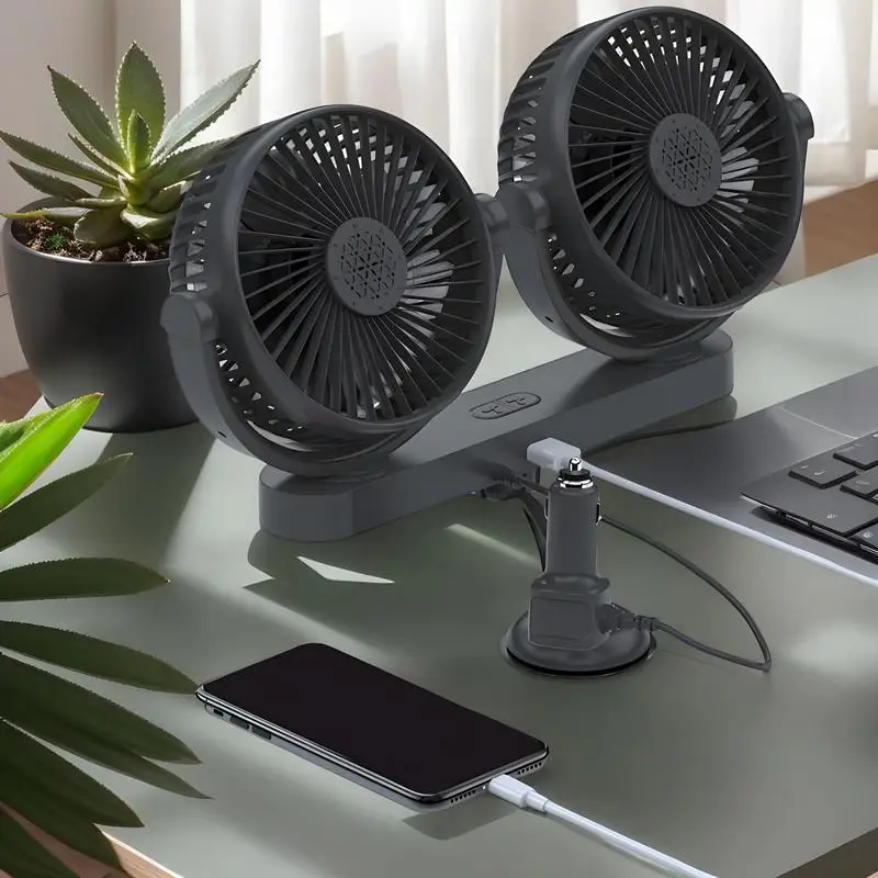 Double Head Car Fan 360 degree Rotatable USB Low Noise 3-Speed Control Powerful Car Cooling Fan for Home Desk Office Car
Double Head Car Fan 360 degree Rotatable USB Low Noise 3-Speed Control Powerful Car Cooling Fan for Home Desk Office Car
