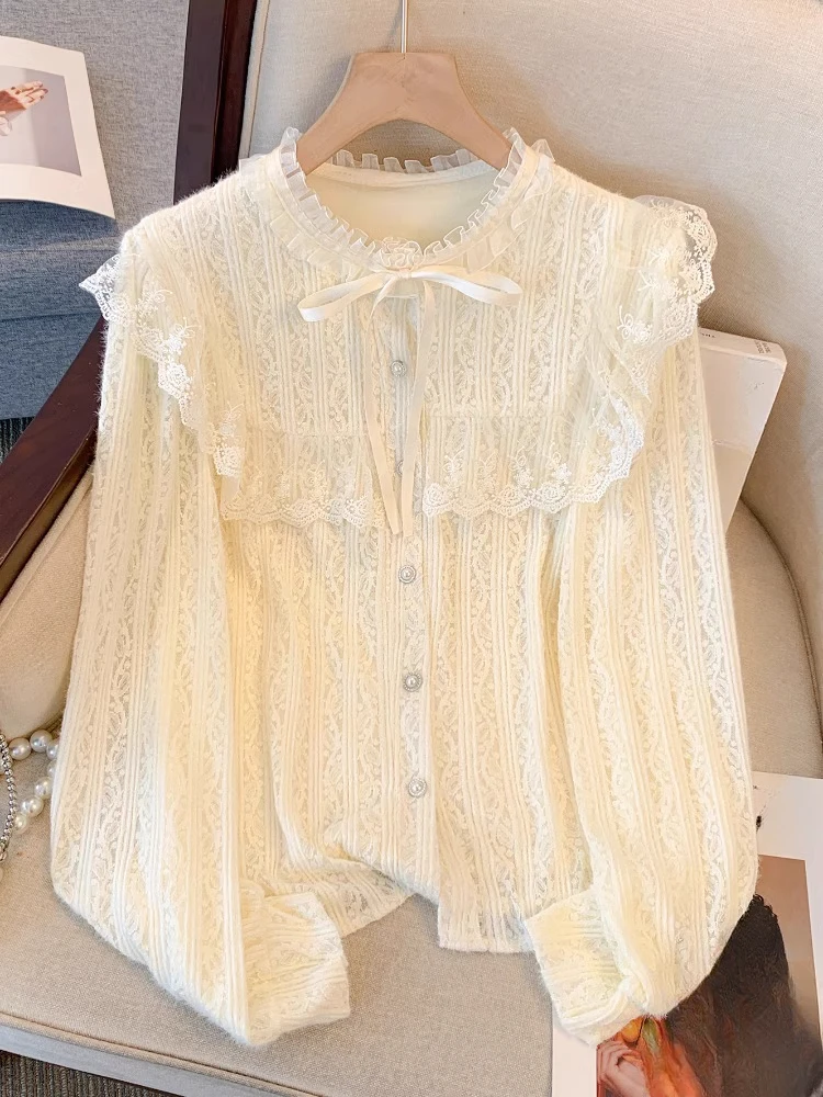 2025 French Elegant Blouses O Neck Long Sleeve Solid Color Lace Patchwork Shirts Spring Autumn Design All Match Women's Clothing
2025 French Elegant Blouses O Neck Long Sleeve Solid Color Lace Patchwork Shirts Spring Autumn Design All Match Women's Clothing