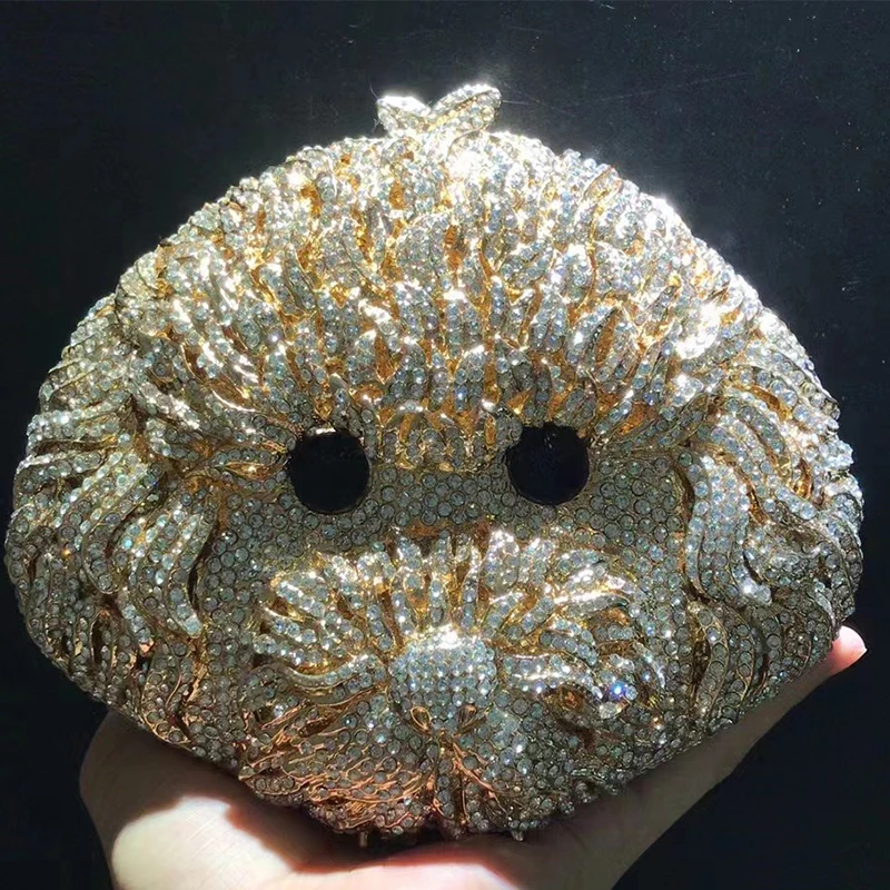 Hollow Out Poddle/Doggy Face Diamond Women Clutches Bags Crystal Gold/Silver Wedding Bridal Purses Lady Rhinestone Handbags
Hollow Out Poddle/Doggy Face Diamond Women Clutches Bags Crystal Gold/Silver Wedding Bridal Purses Lady Rhinestone Handbags