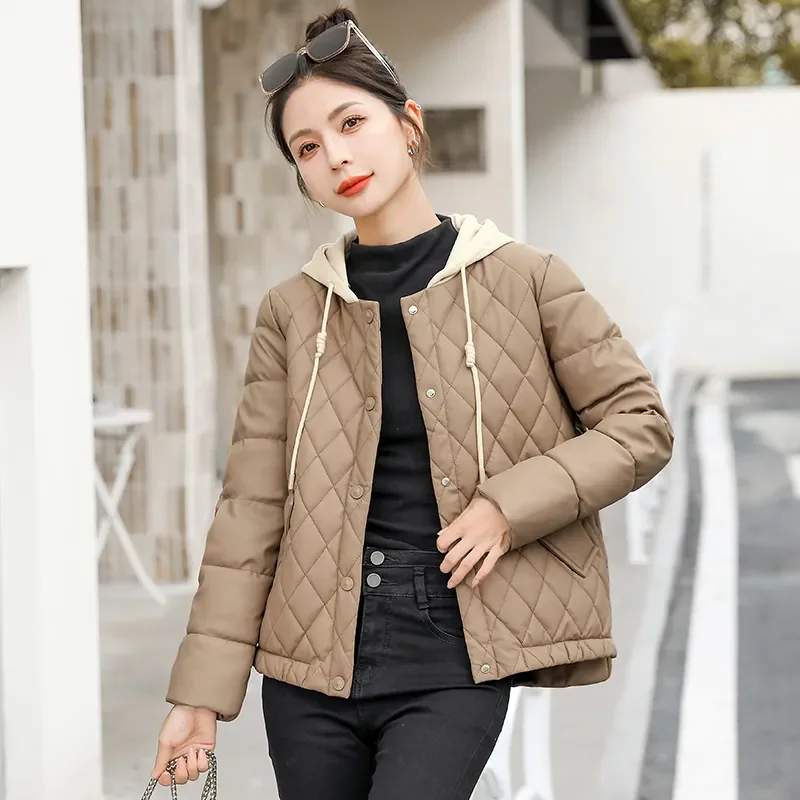 Hooded Rhombus Light Fake Two Pieces Cotton Coat Jacket Women 2023 Autumn and Winter New Loose Small Cotton-Padded Coat
Hooded Rhombus Light Fake Two Pieces Cotton Coat Jacket Women 2023 Autumn and Winter New Loose Small Cotton-Padded Coat