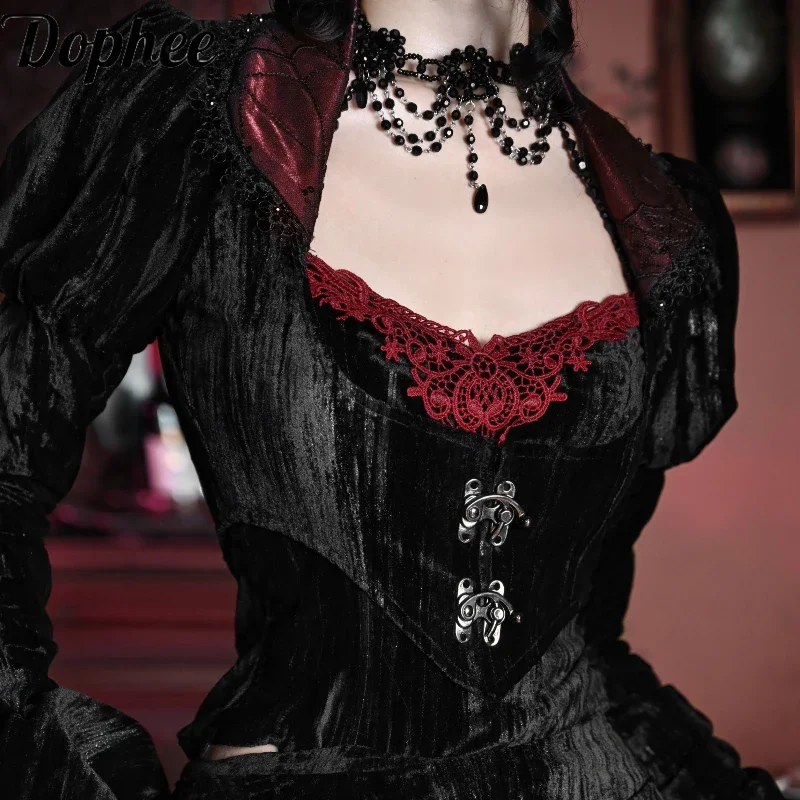 Dophee Original Dark Gothic Velvet Cardigans Short Jacket New Spring Autumn Vinage Palace Lace Princess Long Sleeve Velour Coat
Dophee Original Dark Gothic Velvet Cardigans Short Jacket New Spring Autumn Vinage Palace Lace Princess Long Sleeve Velour Coat