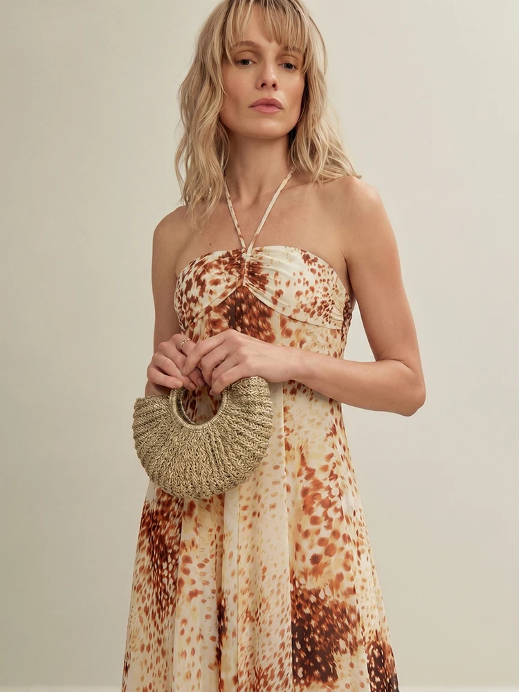 Kliou Color Blocking Print Long Dress Woman Summer Trend Lace-Up Halter Backless Sleeveless High Street Ruched Elegant Vestidos
Kliou Color Blocking Print Long Dress Woman Summer Trend Lace-Up Halter Backless Sleeveless High Street Ruched Elegant Vestidos