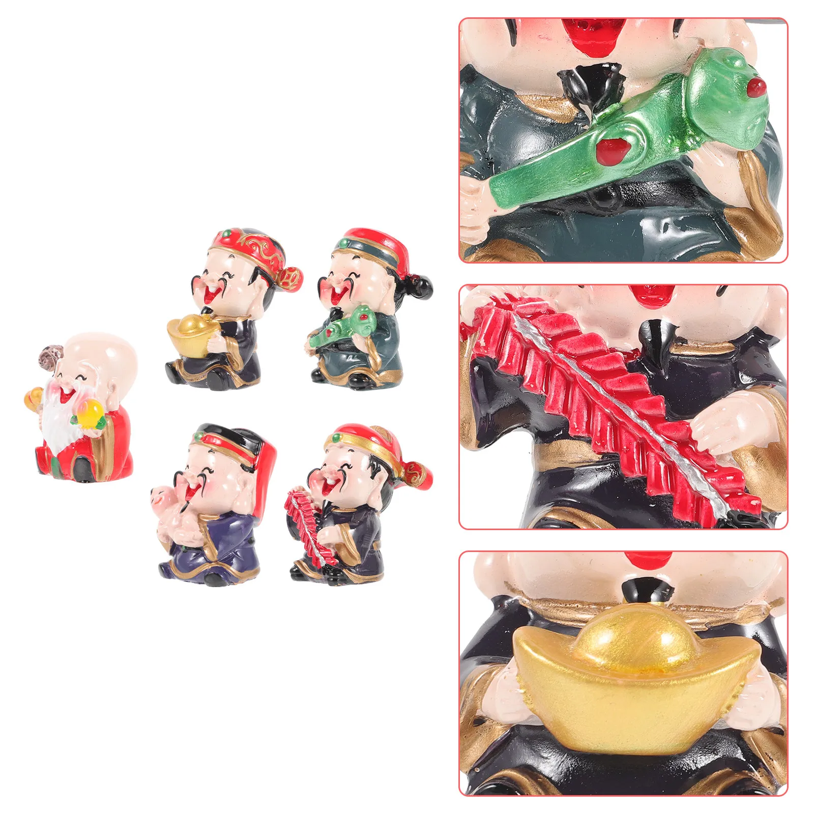 5Pcs Handcrafted Colorful Wealth God Statue Five Blessings Design Compact Light Desktop Ornament for Office Home Study Living
5Pcs Handcrafted Colorful Wealth God Statue Five Blessings Design Compact Light Desktop Ornament for Office Home Study Living