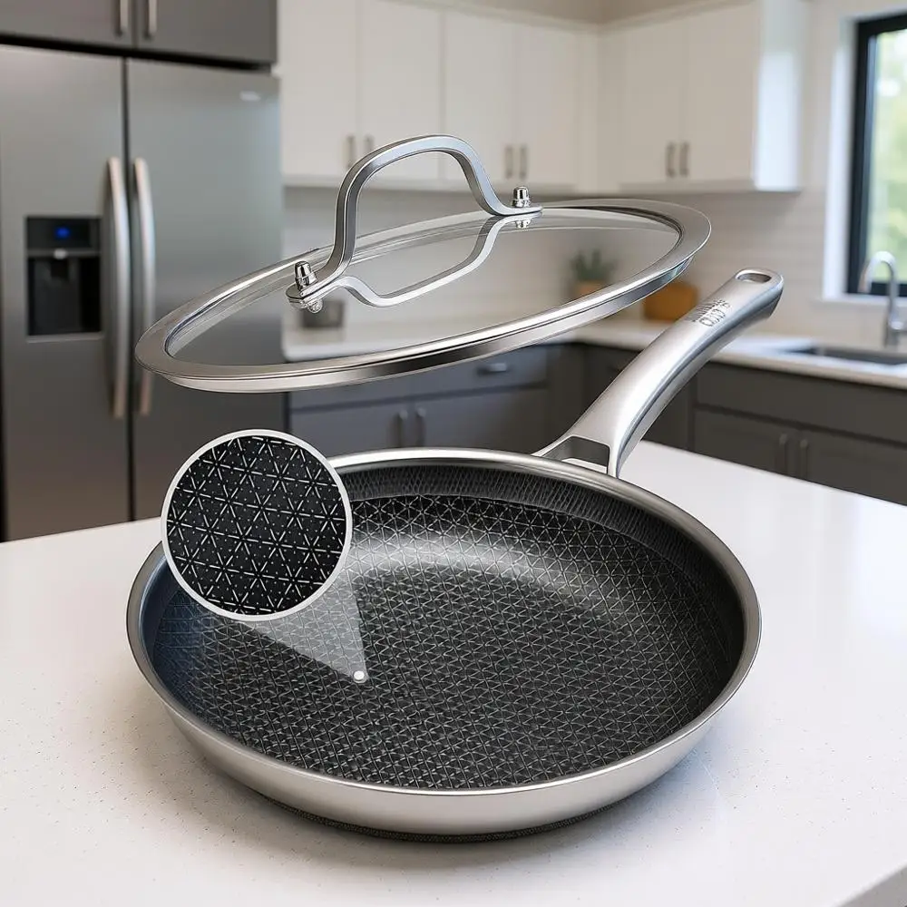 12 Inch Hybrid Nonstick Skillet with Lid, Stainless Steel Pan, Dishwasher & Oven Safe, Induction Ready Chef Pan
12 Inch Hybrid Nonstick Skillet with Lid, Stainless Steel Pan, Dishwasher & Oven Safe, Induction Ready Chef Pan