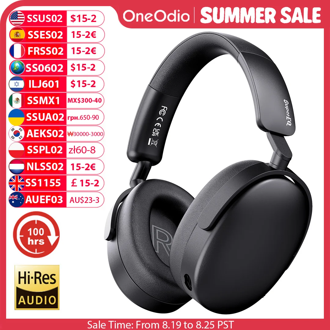 Oneodio SuperEQ A200 Беспроводные наушники Bluetooth 5.4 Гибридная гарнитура с активным шумоподавлением Hi-Res Audio 6-микрофон AI ENC
Oneodio SuperEQ A200 Беспроводные наушники Bluetooth 5.4 Гибридная гарнитура с активным шумоподавлением Hi-Res Audio 6-микрофон AI ENC