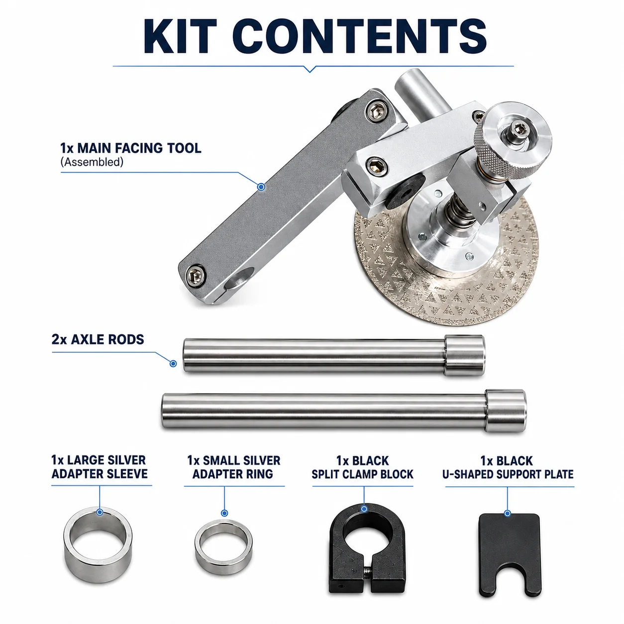 Bike Frame & Fork Brake Tab Facing Tool – Adjustable Pressure, Axle Rods & Adapters for 100/142mm, Pro Brake Alignment Kit
Bike Frame & Fork Brake Tab Facing Tool – Adjustable Pressure, Axle Rods & Adapters for 100/142mm, Pro Brake Alignment Kit