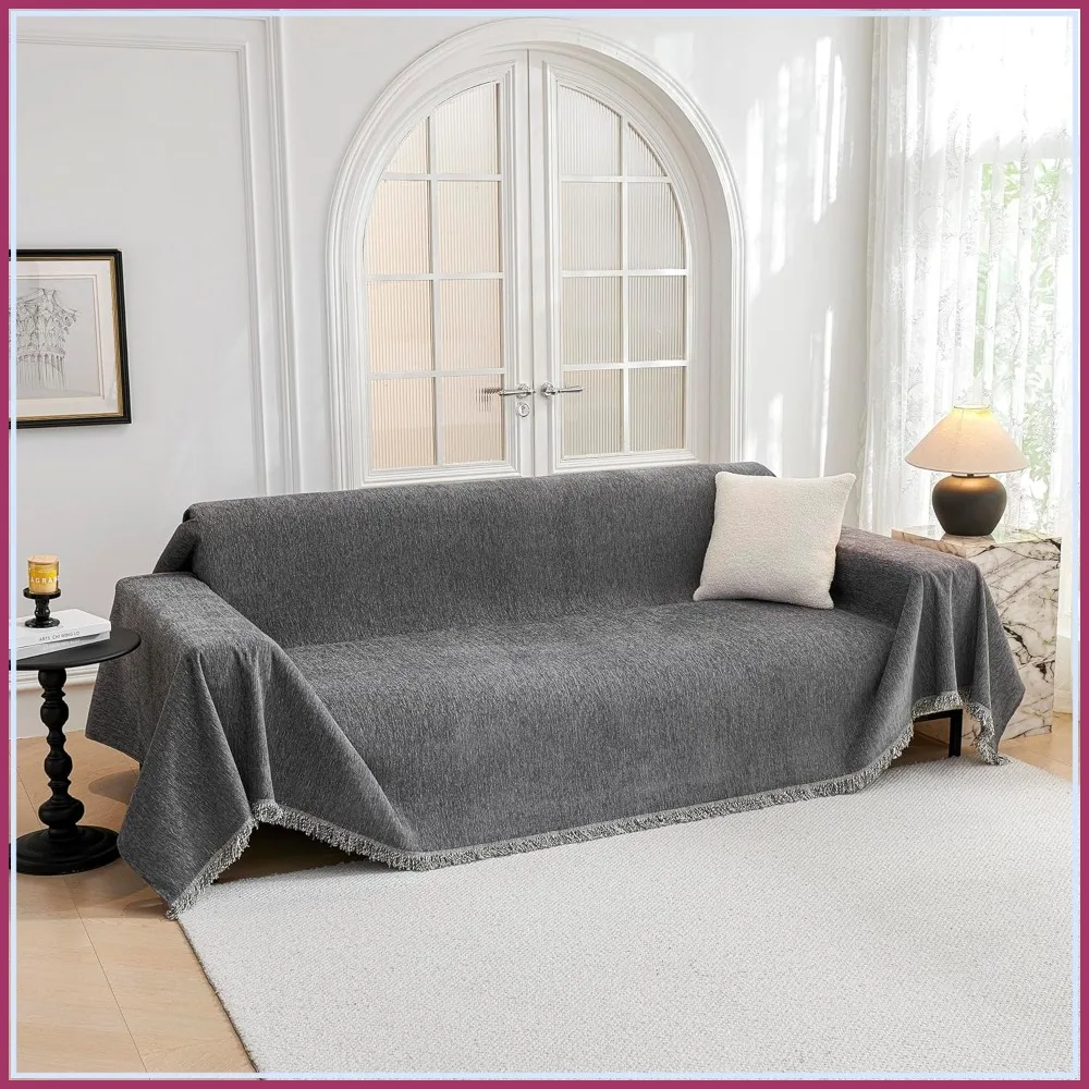 Non Slip Couch Cover for Pets, Washable Furniture Protector with Tassels, 91x118 inch Dark Grey
Non Slip Couch Cover for Pets, Washable Furniture Protector with Tassels, 91x118 inch Dark Grey