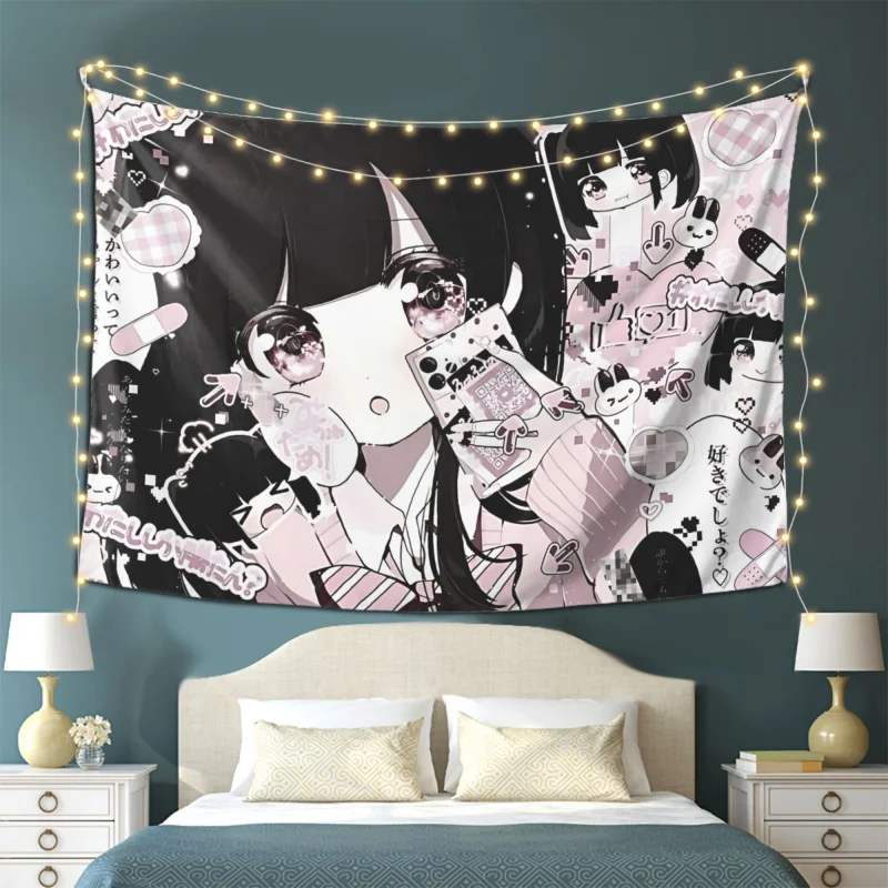VIKAMA Sweet Cool Black Pink Pixel Girl Anime Tapestry Wall Decoration Home Atmosphere Interior Decoration Style
VIKAMA Sweet Cool Black Pink Pixel Girl Anime Tapestry Wall Decoration Home Atmosphere Interior Decoration Style