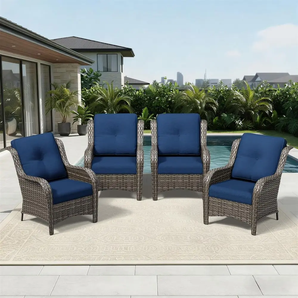 High-Back Rattan Patio Furniture Set: 4-Piece Deep Seating with Wide Armrests and Cushions for Outdoor Deck or Porch
High-Back Rattan Patio Furniture Set: 4-Piece Deep Seating with Wide Armrests and Cushions for Outdoor Deck or Porch