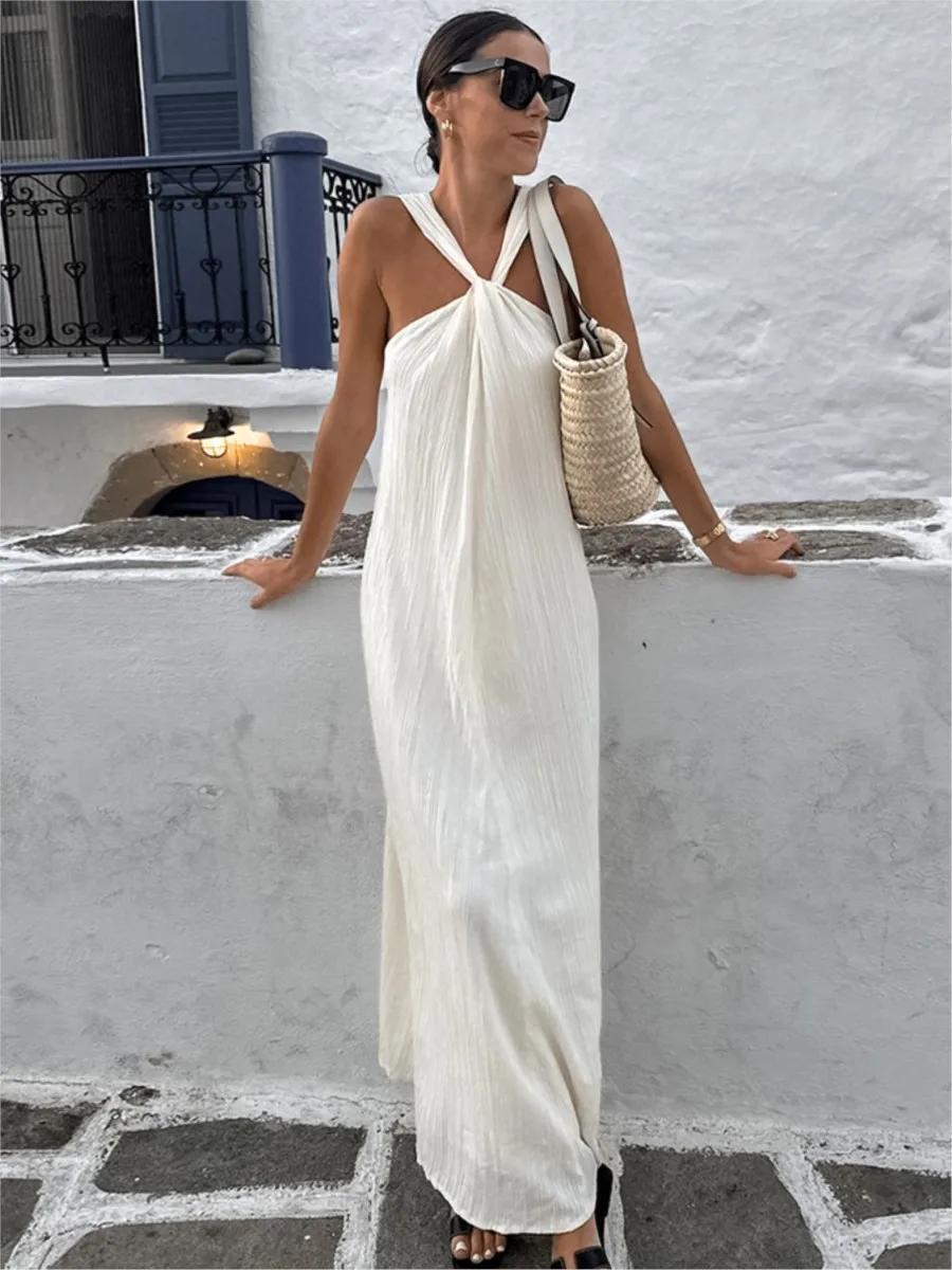 Solid Elegant Halter Dresses Women 2024 New Sleeveless Strapless Backless Long Dress Summer Fashion Casual Beach Holiday Dresses
Solid Elegant Halter Dresses Women 2024 New Sleeveless Strapless Backless Long Dress Summer Fashion Casual Beach Holiday Dresses