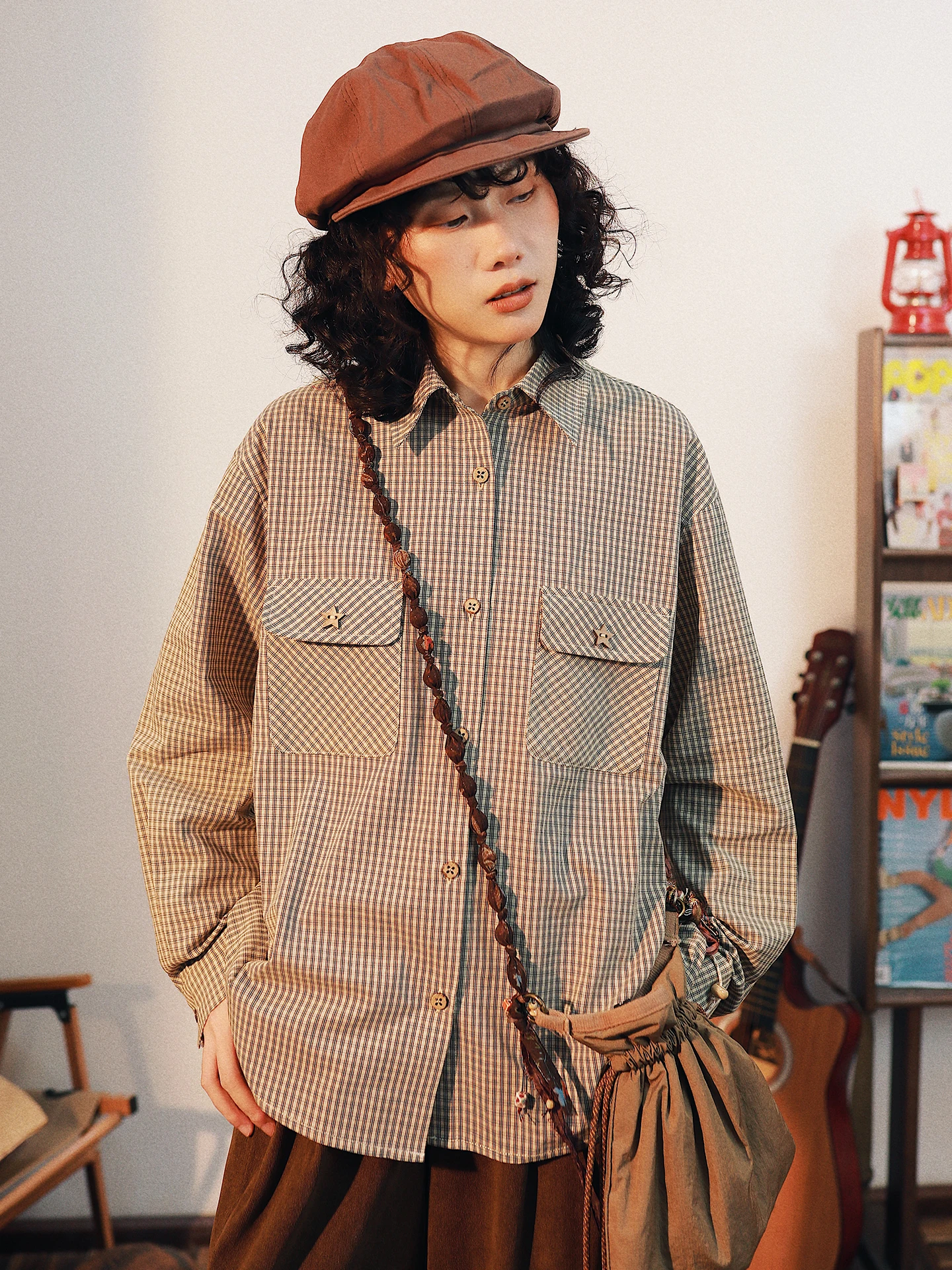 Retro Plaid Button up irt Women's Spring Autumn Collar Stars Button Cotton Loose Fit Long Sve Casual Inner Wear
Retro Plaid Button up irt Women's Spring Autumn Collar Stars Button Cotton Loose Fit Long Sve Casual Inner Wear