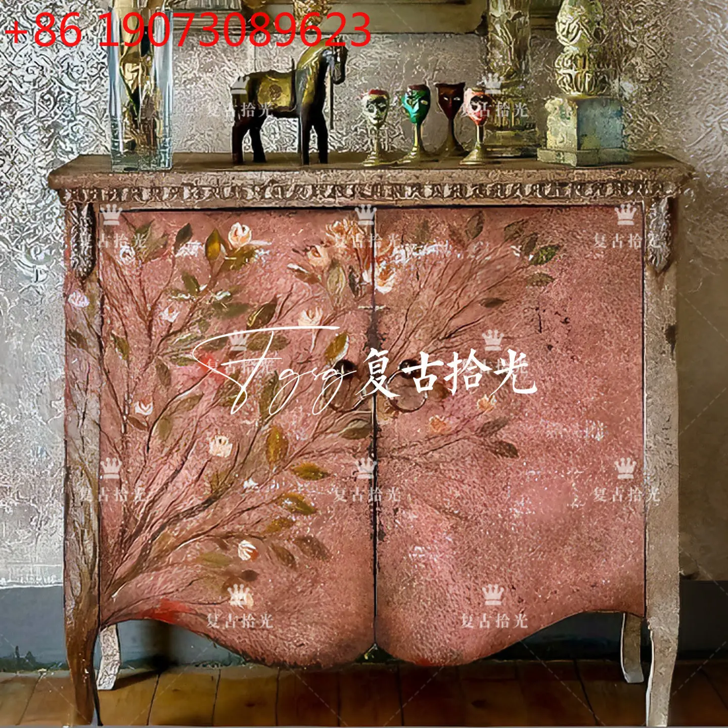 French retro style hand-painted flower entrance cabinet, double door carved locker, old decorative cabinet
French retro style hand-painted flower entrance cabinet, double door carved locker, old decorative cabinet