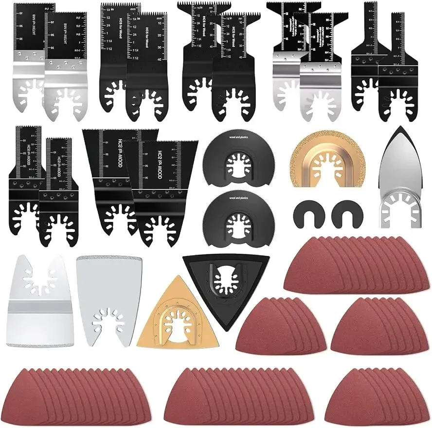 84 Pcs Wood Metal Plastic Multitool Blades kit Oscillating Tool Blades Quick Release Oscillating Saw Blades with Sandpaper
84 Pcs Wood Metal Plastic Multitool Blades kit Oscillating Tool Blades Quick Release Oscillating Saw Blades with Sandpaper