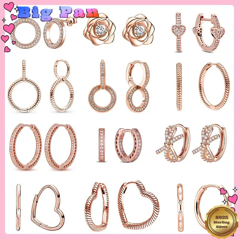 Silver Rose New 925 Gold Hoop Earrings Clear Zircon Circle Heart Bowknot Earring For Women Stud Earring Anniversary Jewelry Gift
Silver Rose New 925 Gold Hoop Earrings Clear Zircon Circle Heart Bowknot Earring For Women Stud Earring Anniversary Jewelry Gift