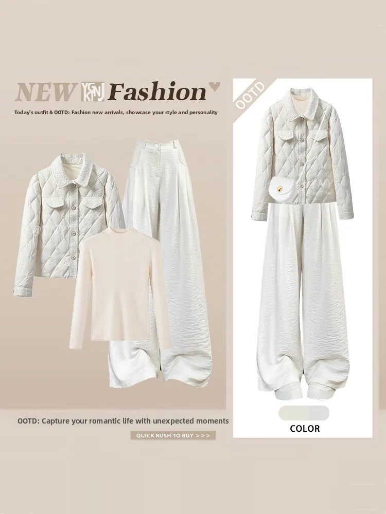 Warm Cotton Suit Set for Women Winter Commute High Waist Wide Leg Pants Quilted Pattern Two Piece Set Stylish And Simple
Warm Cotton Suit Set for Women Winter Commute High Waist Wide Leg Pants Quilted Pattern Two Piece Set Stylish And Simple