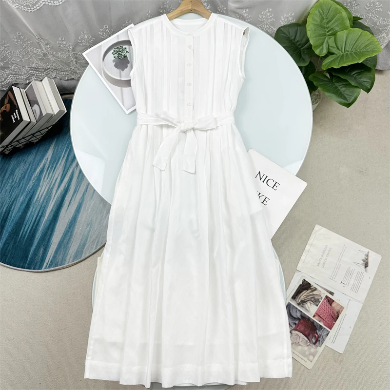 True White Moonlight Zhi4900 round Neck Linen Plain Waist Cinched Mid-Length Sleeveless Dress Women Summer Fashion Ladies' Dress
True White Moonlight Zhi4900 round Neck Linen Plain Waist Cinched Mid-Length Sleeveless Dress Women Summer Fashion Ladies' Dress