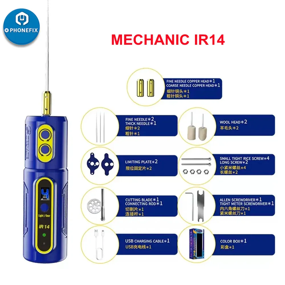 Инструмент для удаления геля Mechanic iR14 iR18 iR16 OCA, чипы ЦП IC для сотового телефона, твердый гелевый резак, электрическая режущая шлифовальная машина с регулировкой 4 передач
Инструмент для удаления геля Mechanic iR14 iR18 iR16 OCA, чипы ЦП IC для сотового телефона, твердый гелевый резак, электрическая режущая шлифовальная машина с регулировкой 4 передач