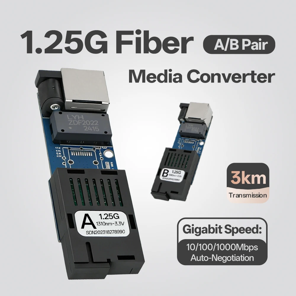 BYXGD 1.25G Gigabit BIDI Fiber Media Converter PCBA A/B Pairs, 3KM Single Fiber Single Mode Embedded Ethernet Transceiver Board
BYXGD 1.25G Gigabit BIDI Fiber Media Converter PCBA A/B Pairs, 3KM Single Fiber Single Mode Embedded Ethernet Transceiver Board