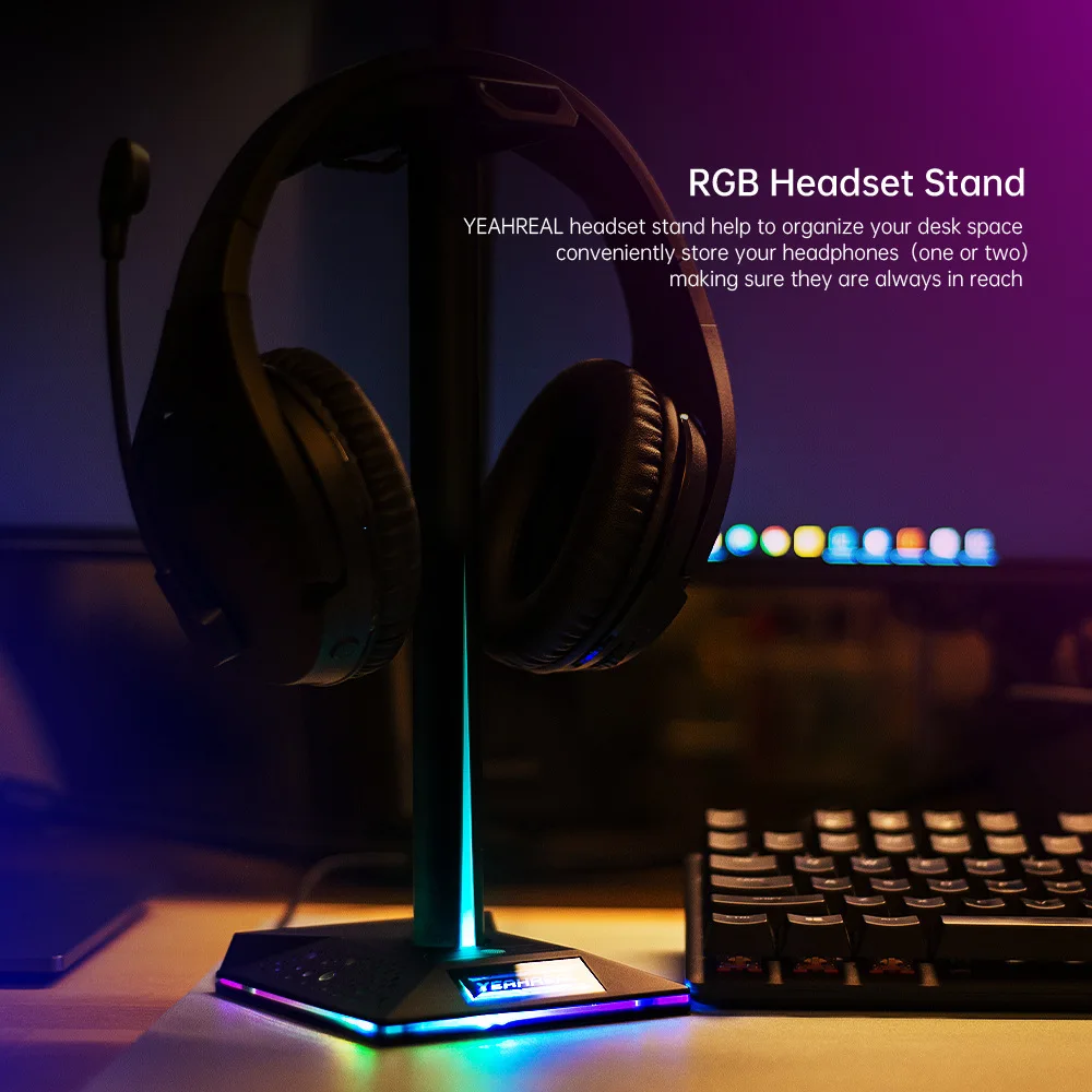 Earphone Holder RGB LED Light Support Plastic Desktop Gaming Headphone Stand Build in USB 2.0 Port
Earphone Holder RGB LED Light Support Plastic Desktop Gaming Headphone Stand Build in USB 2.0 Port