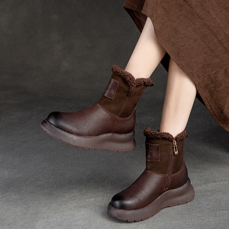 Leather Waterproof Plush Round Toe Snow Boots for Women Trend 2025 Designer Luxury Woman Shoes Winter Novelty Non Slip Booties
Leather Waterproof Plush Round Toe Snow Boots for Women Trend 2025 Designer Luxury Woman Shoes Winter Novelty Non Slip Booties