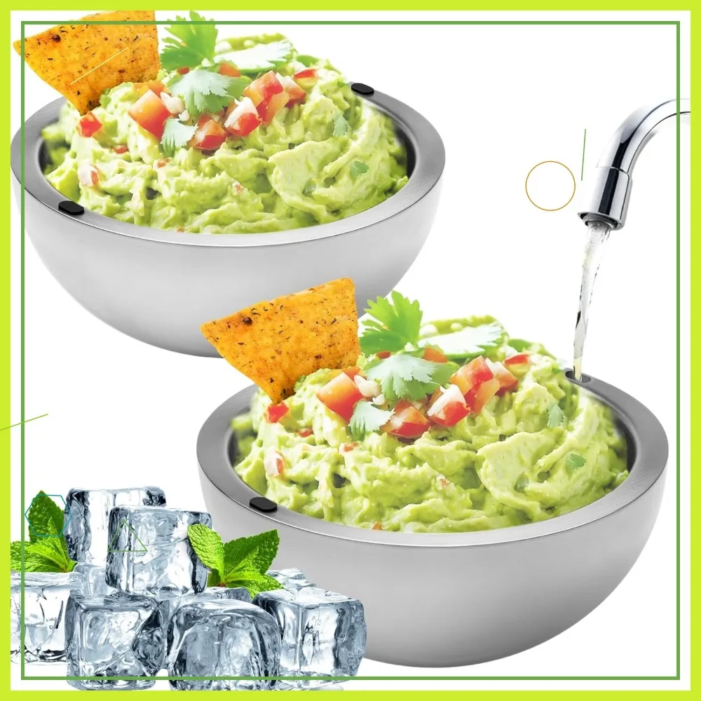 35oz Frozen Ice Stainless Steel Party Serving Bowl - Insulated Dip Dish Platter Keeps Food Hot or Cold (2 Bowls)
35oz Frozen Ice Stainless Steel Party Serving Bowl - Insulated Dip Dish Platter Keeps Food Hot or Cold (2 Bowls)
