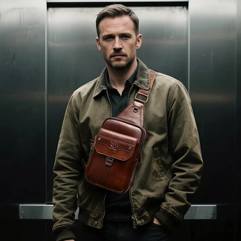 Men's genuine leather single-shoulder crossbody bag, retro top layer cowhide mobile phone and tablet storage front shoulder bag
Men's genuine leather single-shoulder crossbody bag, retro top layer cowhide mobile phone and tablet storage front shoulder bag