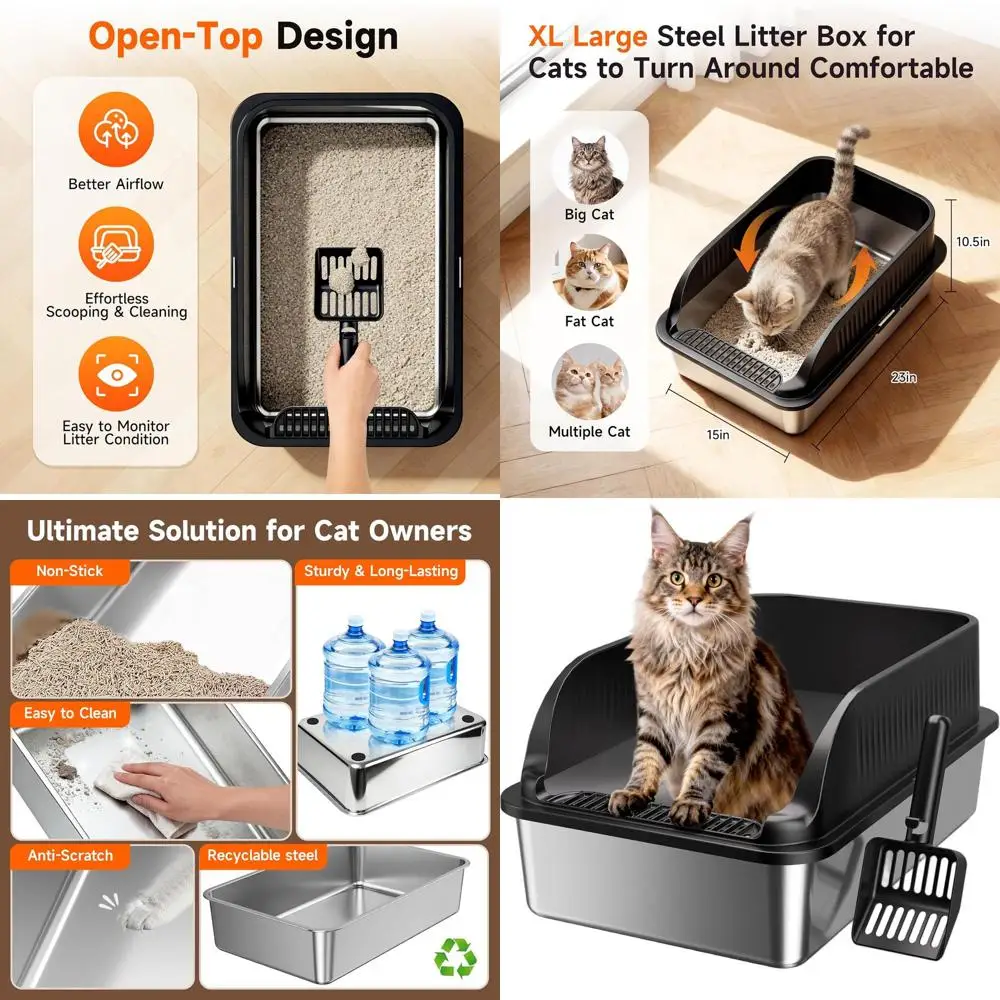 Очень большой металлический лоток для кошек XL с высокими бортиками, крышкой, открытым верхом, легко чистится, устойчив к царапинам, предотвращает протекание мочи
Очень большой металлический лоток для кошек XL с высокими бортиками, крышкой, открытым верхом, легко чистится, устойчив к царапинам, предотвращает протекание мочи
