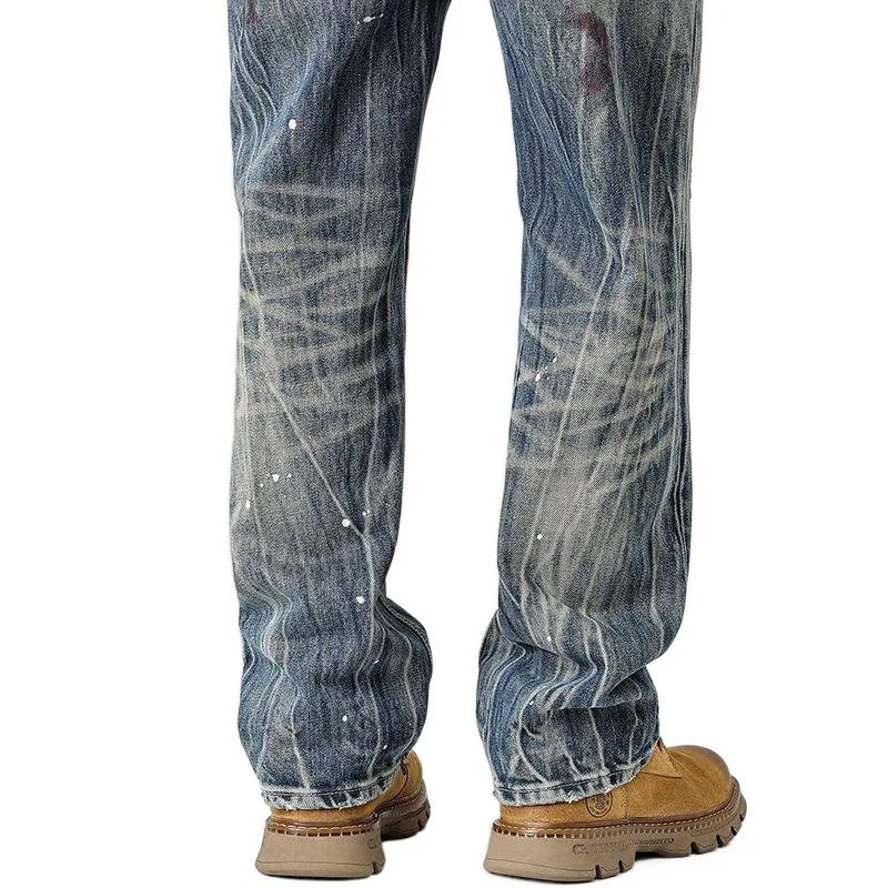 Retro jeans men, high-end vintage design, streetwear, cool and trendy, scraped and ripped straight leg long pants
Retro jeans men, high-end vintage design, streetwear, cool and trendy, scraped and ripped straight leg long pants