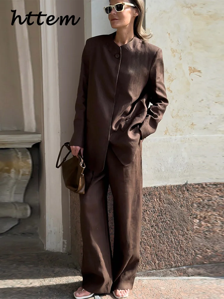 Fashion Single Breasted Trousers Sets Women Loose Solid O-neck Full Sleeve Shirts Straight Pants 2025 Autumn Lady All-match Suit
Fashion Single Breasted Trousers Sets Women Loose Solid O-neck Full Sleeve Shirts Straight Pants 2025 Autumn Lady All-match Suit