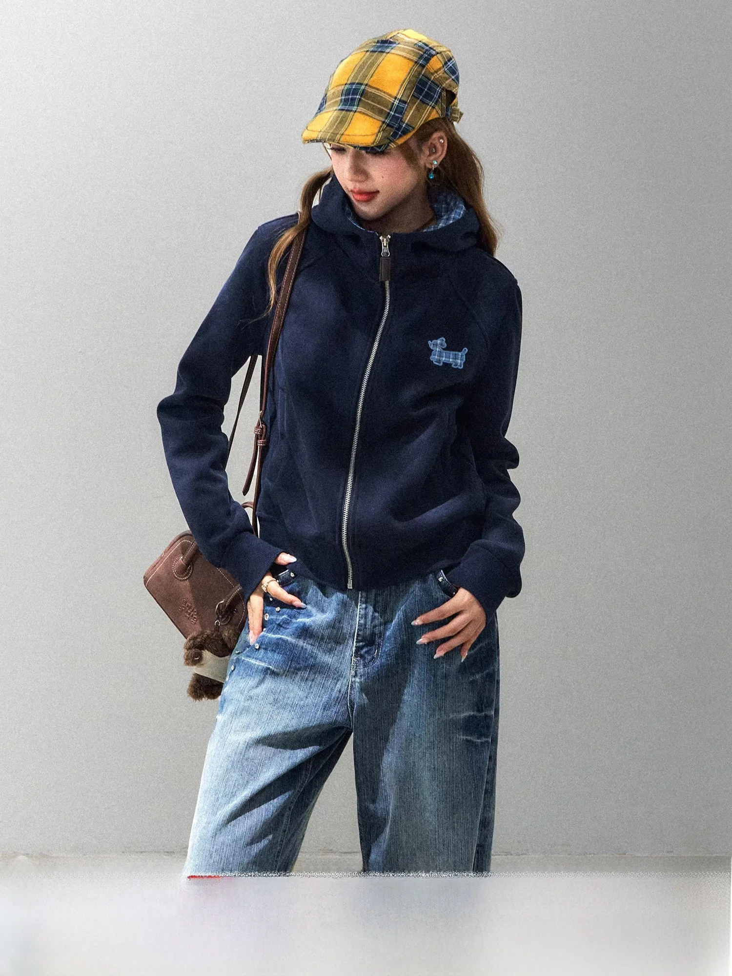 Korean Sle Lazy Plaid Sausage Dog Hoodie Jaet Women's Slim Fit ort irt Casual Faion Cosite Fabric Long Sve
Korean Sle Lazy Plaid Sausage Dog Hoodie Jaet Women's Slim Fit ort irt Casual Faion Cosite Fabric Long Sve