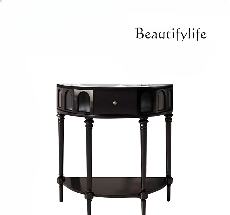 French Solid Wood Entrance Cabinet Half round Table Black Square Creative American Light Luxury and Simplicity Home
French Solid Wood Entrance Cabinet Half round Table Black Square Creative American Light Luxury and Simplicity Home