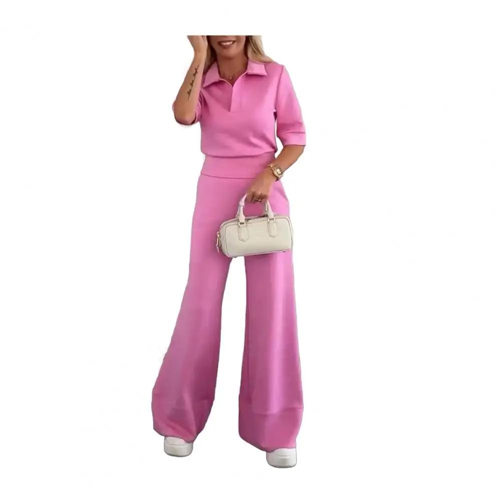 Women Casual Suit Stylish Women's Casual Shirt Pants Set with Turn Down Collar Short Sleeve Top High Waisted Wide Leg for Women
Women Casual Suit Stylish Women's Casual Shirt Pants Set with Turn Down Collar Short Sleeve Top High Waisted Wide Leg for Women