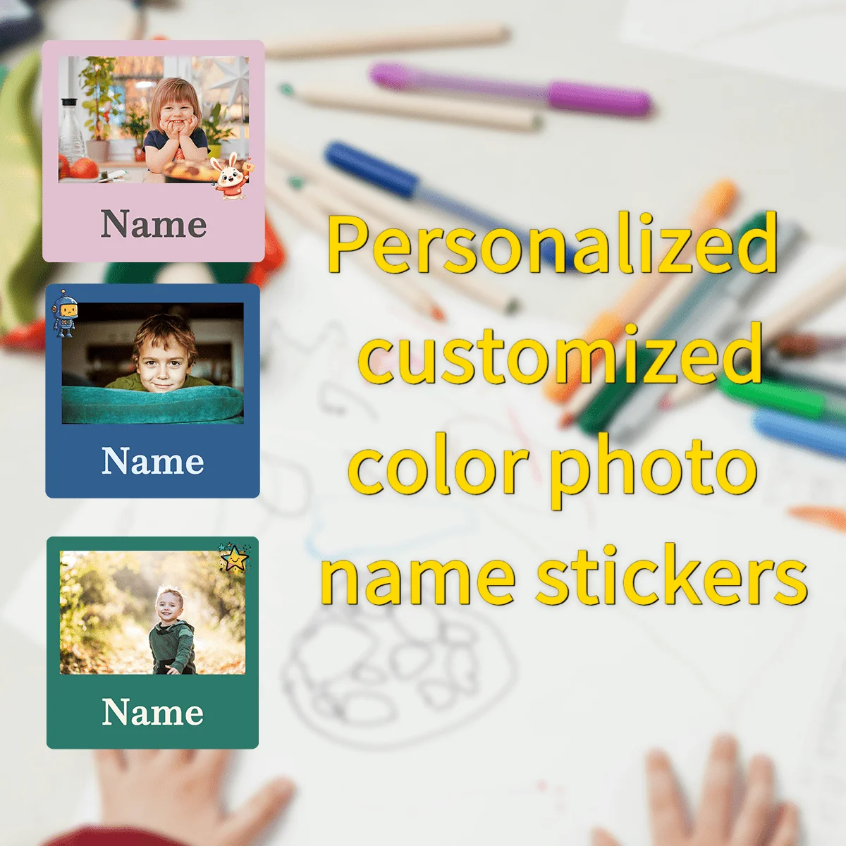 Customized colored style stickers, DIY photos and text, scratch-resistant and waterproof decals, can be stuck on personal items
Customized colored style stickers, DIY photos and text, scratch-resistant and waterproof decals, can be stuck on personal items