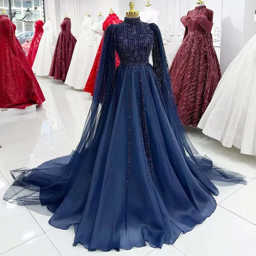 Ladies Elegant Party Dress With Beaded A-Line Dress Shawl Sheer Dress Navy Long-Sleeved Dress Mother Bride Dress Customizable
Ladies Elegant Party Dress With Beaded A-Line Dress Shawl Sheer Dress Navy Long-Sleeved Dress Mother Bride Dress Customizable